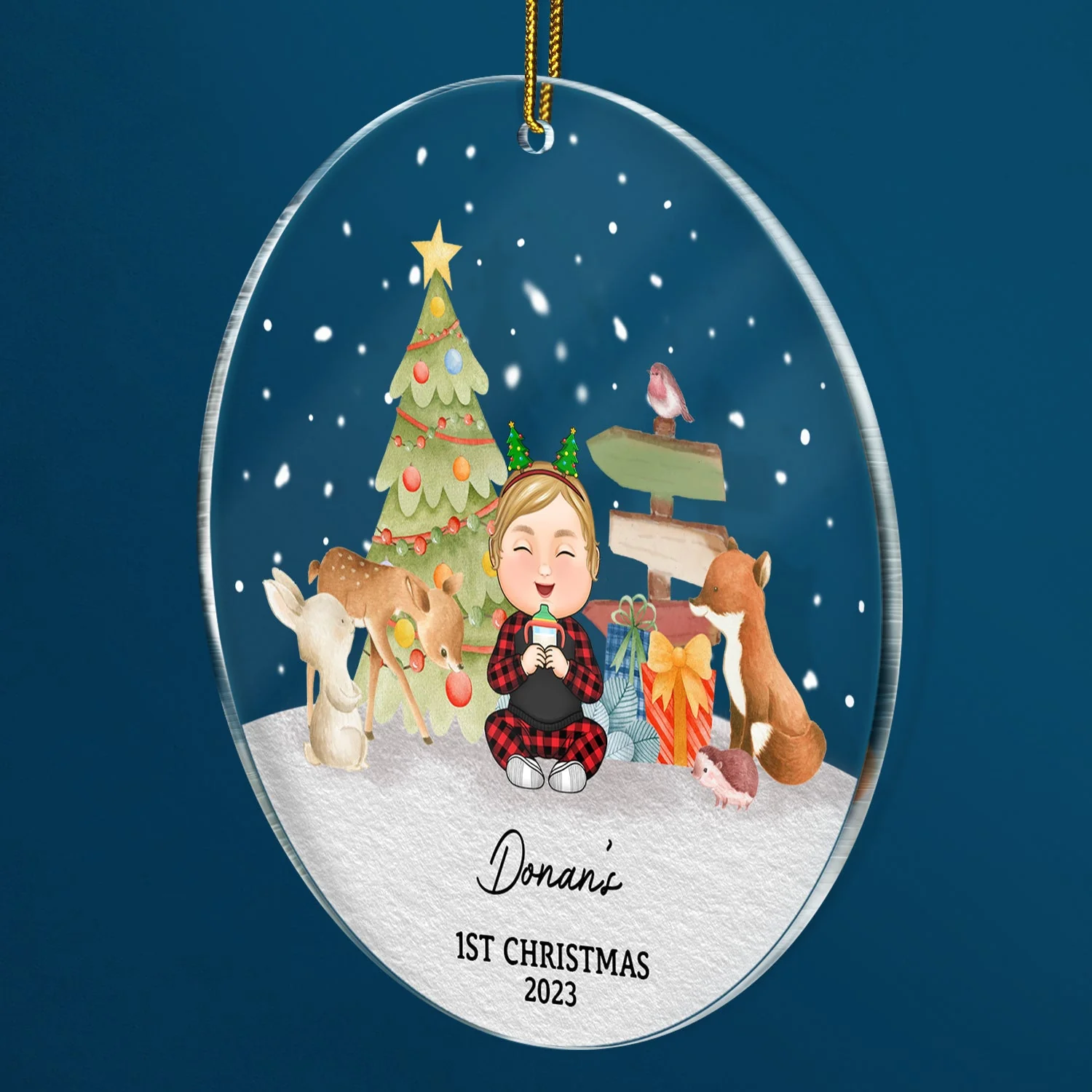 Baby Kids First Christmas - Christmas Gift - Personalized Circle Acrylic Ornament - Image 2