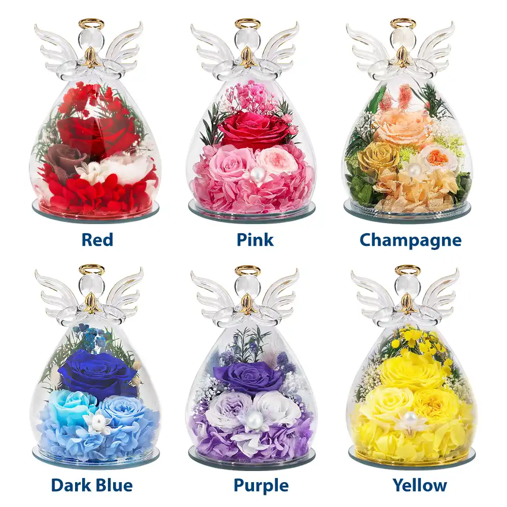 Baby Loss Memorial Carried For A Moment Loved For A Lifetime - Personalized Flower In Glass Angel Figurine - Image 3