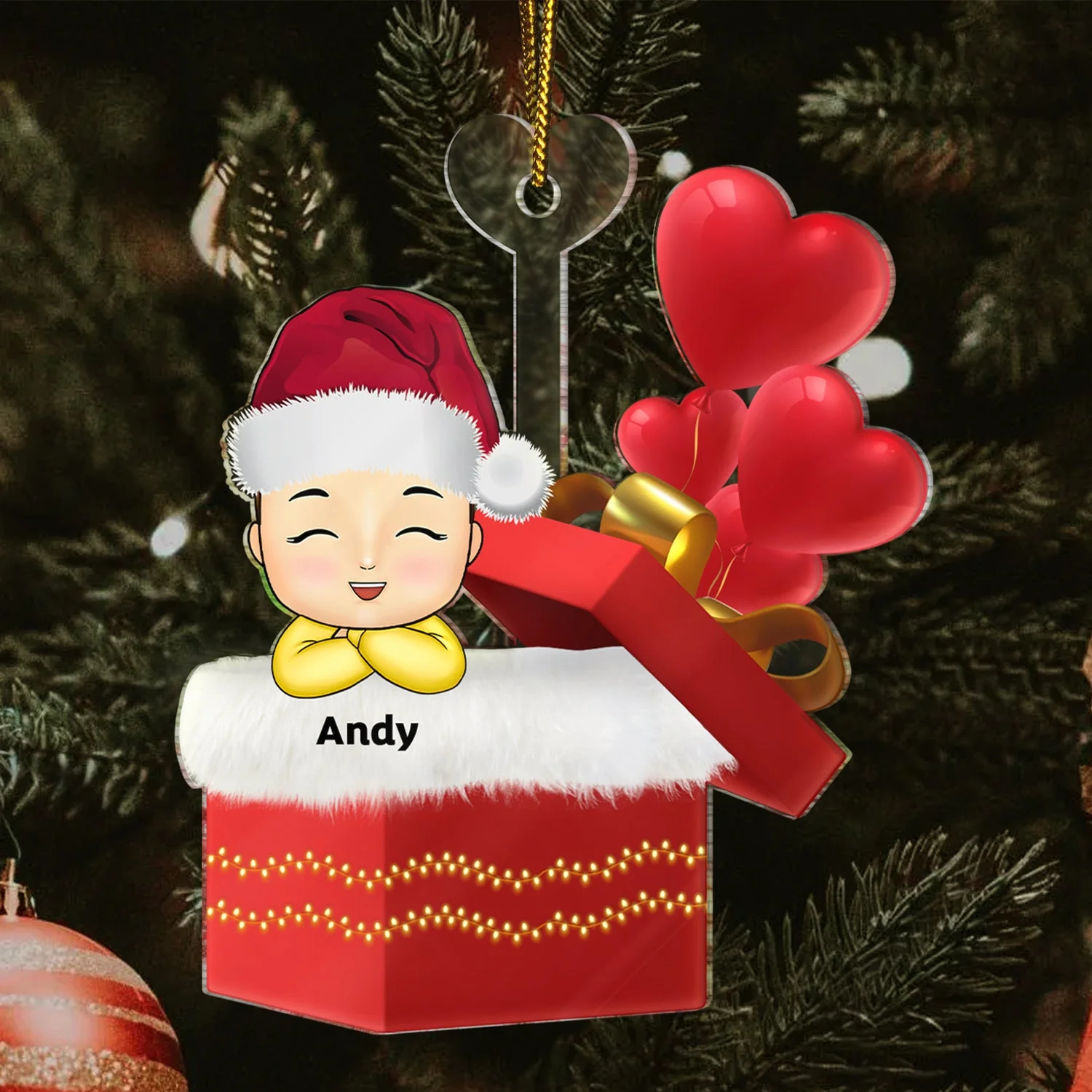 Baby With Gift Box - Christmas Gift For Grandkid, Kids - Personalized Cutout Acrylic Ornament - Image 3