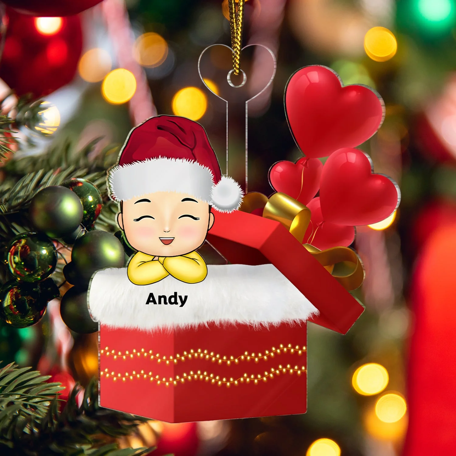 Baby With Gift Box - Christmas Gift For Grandkid, Kids - Personalized Cutout Acrylic Ornament - Image 5