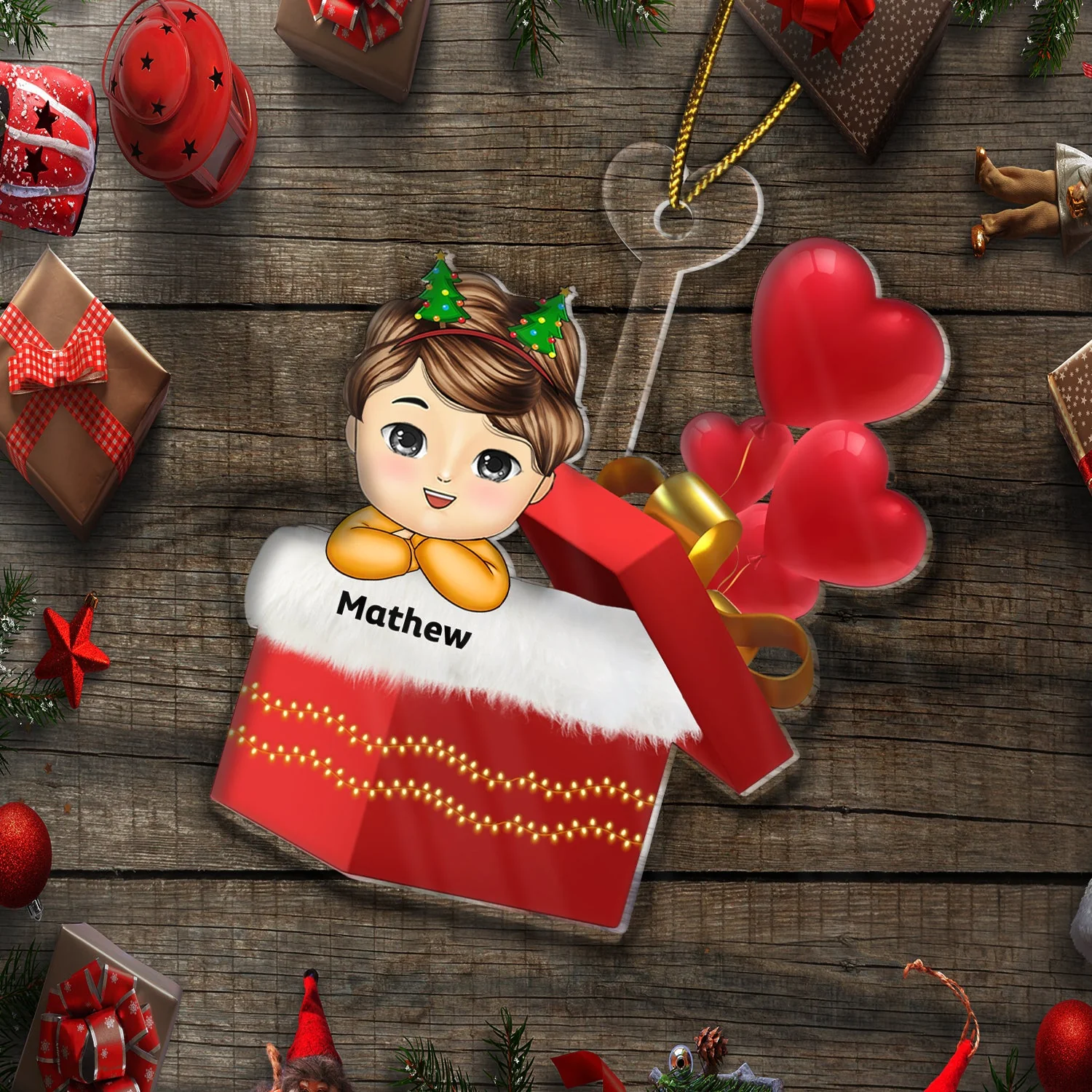 Baby With Gift Box - Christmas Gift For Grandkid, Kids - Personalized Cutout Acrylic Ornament - Image 6