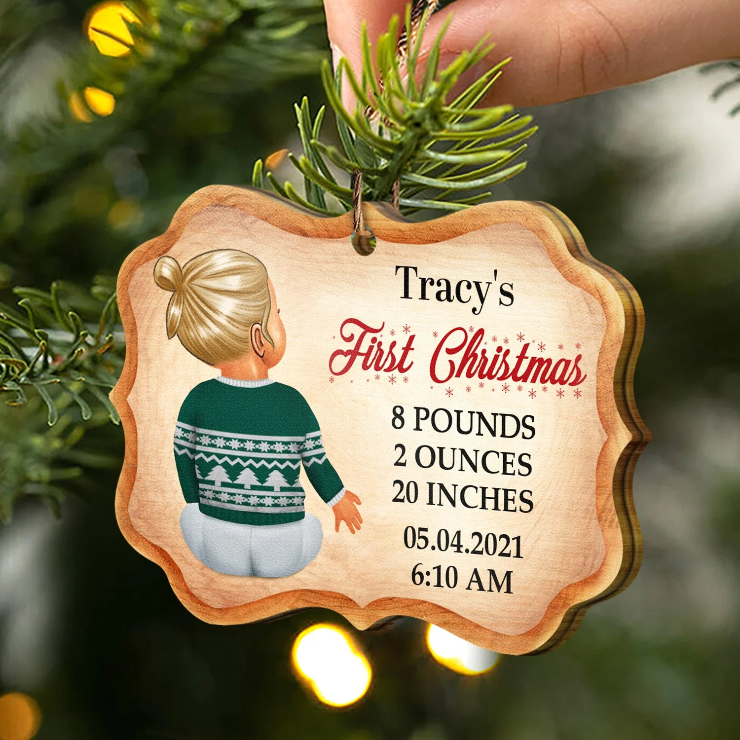 Baby's First Christmas Parents - Christmas Gift - Personalized Custom Wooden Ornament - Image 3