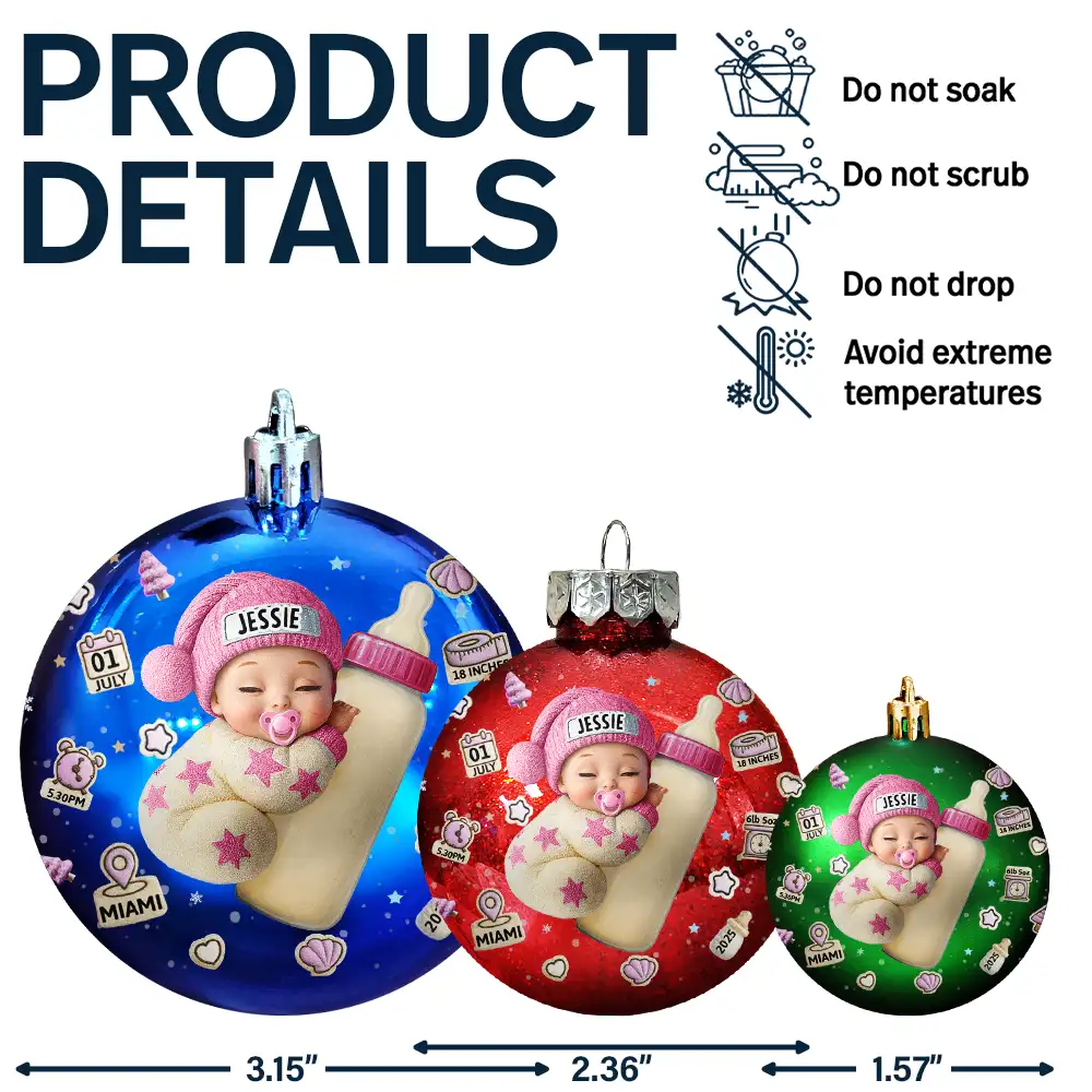 Baby's First Christmas - Personalized Ball Ornament - Image 7