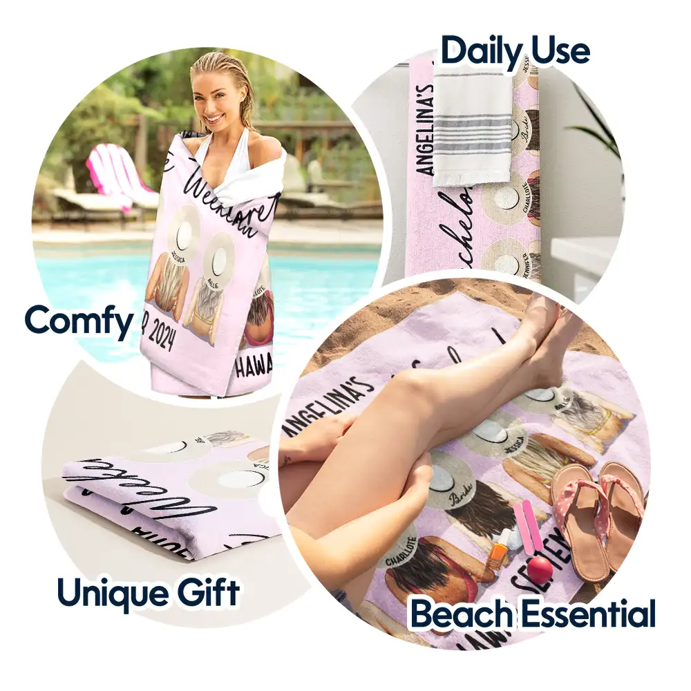 Bachelorette Weekend - Personalized Beach Towel - Image 5