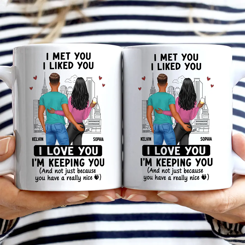 Back Couple I Love You I'm Keeping You Really Nice Peach - Personalized Mug - Image 2