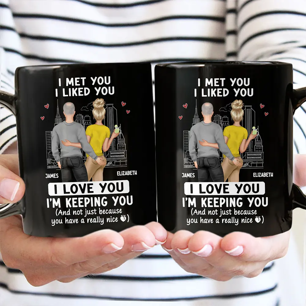Back Couple I Love You I'm Keeping You Really Nice Peach - Personalized Mug - Image 3