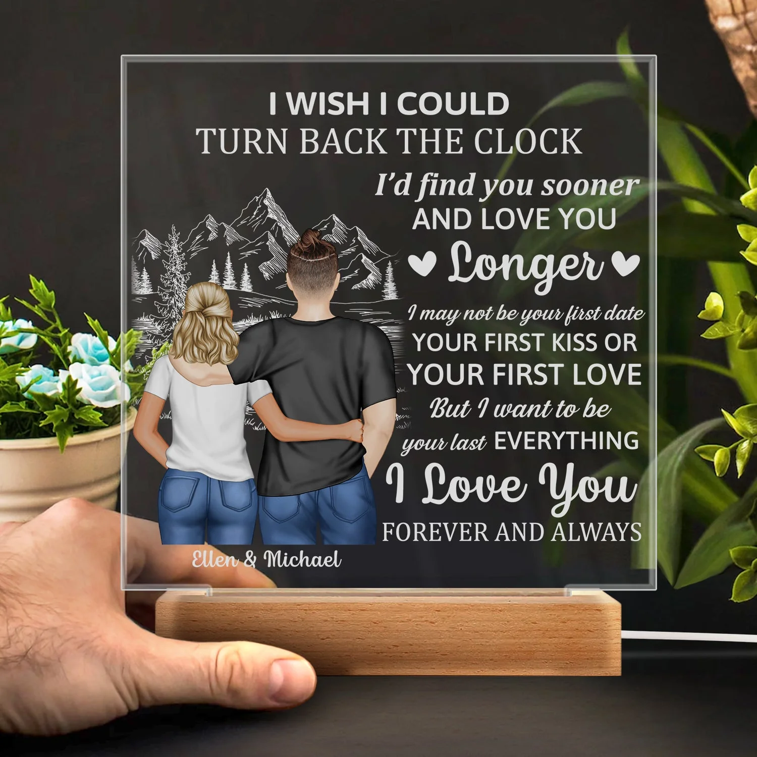Back Couple The Day I Met You I Have Found The One - Birthday, Loving, Anniversary Gift For Spouse, Husband, Wife, Couple - Personalized 3D Led Light Wooden Base - Image 4