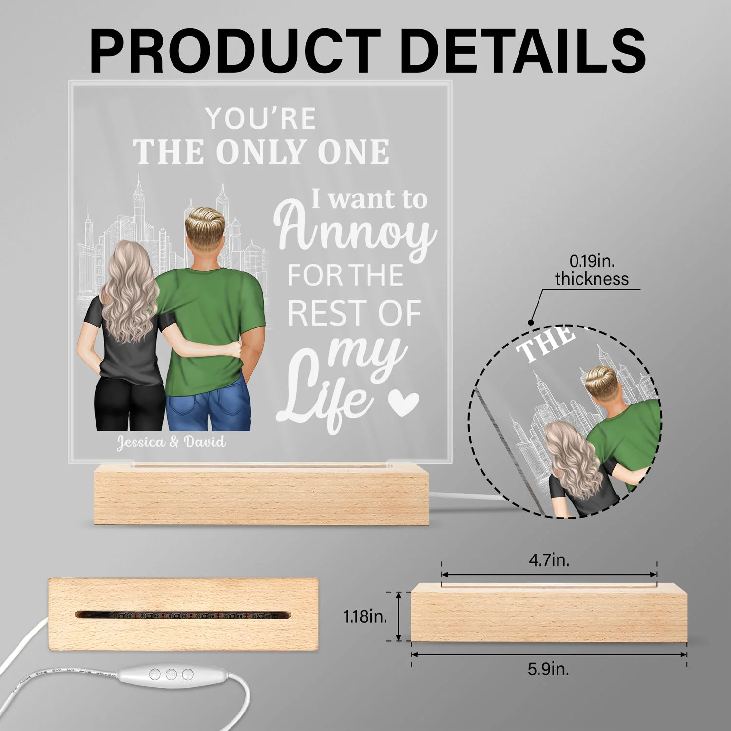 Back Couple The Day I Met You I Have Found The One - Birthday, Loving, Anniversary Gift For Spouse, Husband, Wife, Couple - Personalized 3D Led Light Wooden Base - Image 5