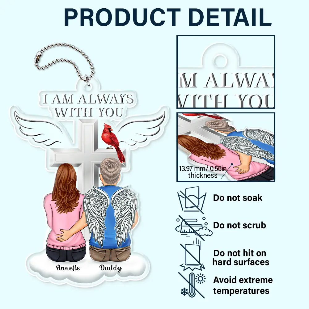 Back Family Memorial I'm Always With You Cross On Cloud - Personalized Acrylic Car Hanger - Image 5