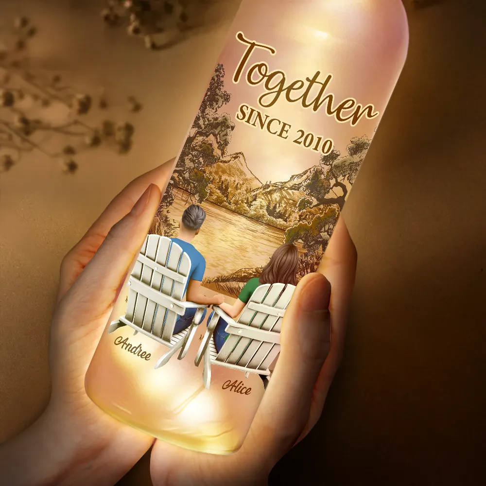 Back Sitting Couple You And Me We Got This - Personalized Bottle Light - Image 4