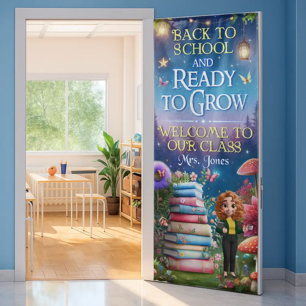 Back To School & Ready To Grow - Personalized Door Cover - Image 2