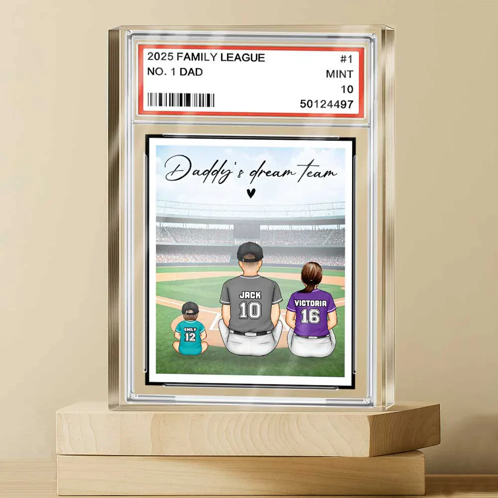Backside Baseball Family Card Style - Personalized Rectangle Shaped Acrylic Plaque - Image 3