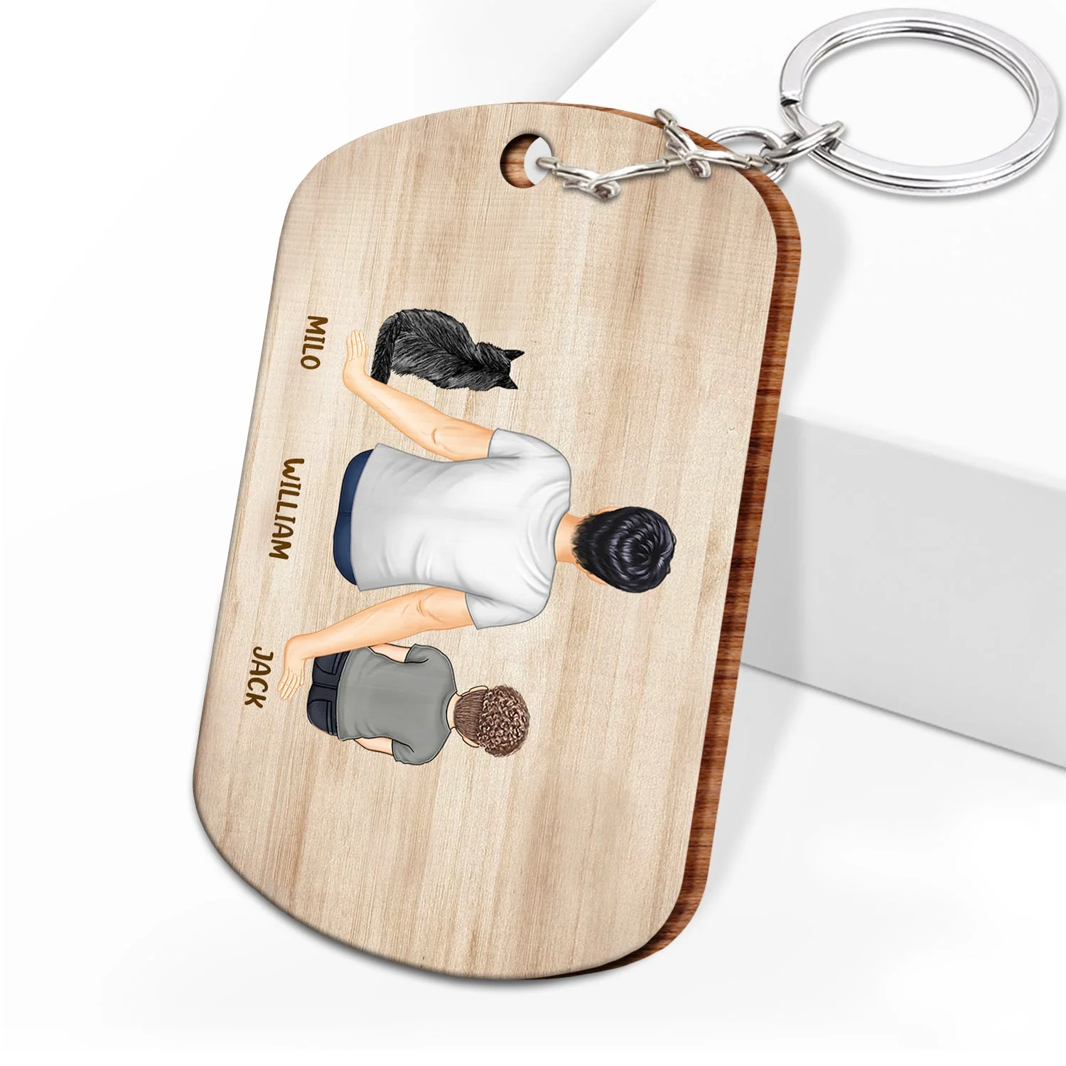 Backside Best Dad Ever - Gift For Father - Personalized Wooden Keychain - Image 2