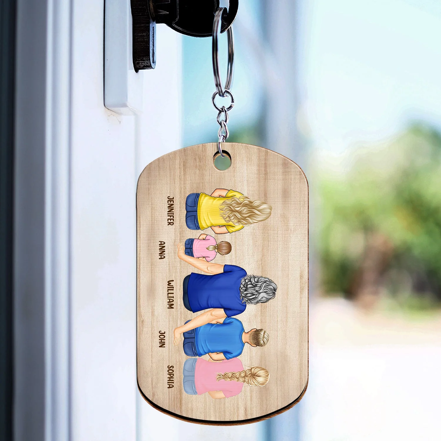 Backside Best Dad Ever - Gift For Father - Personalized Wooden Keychain - Image 3