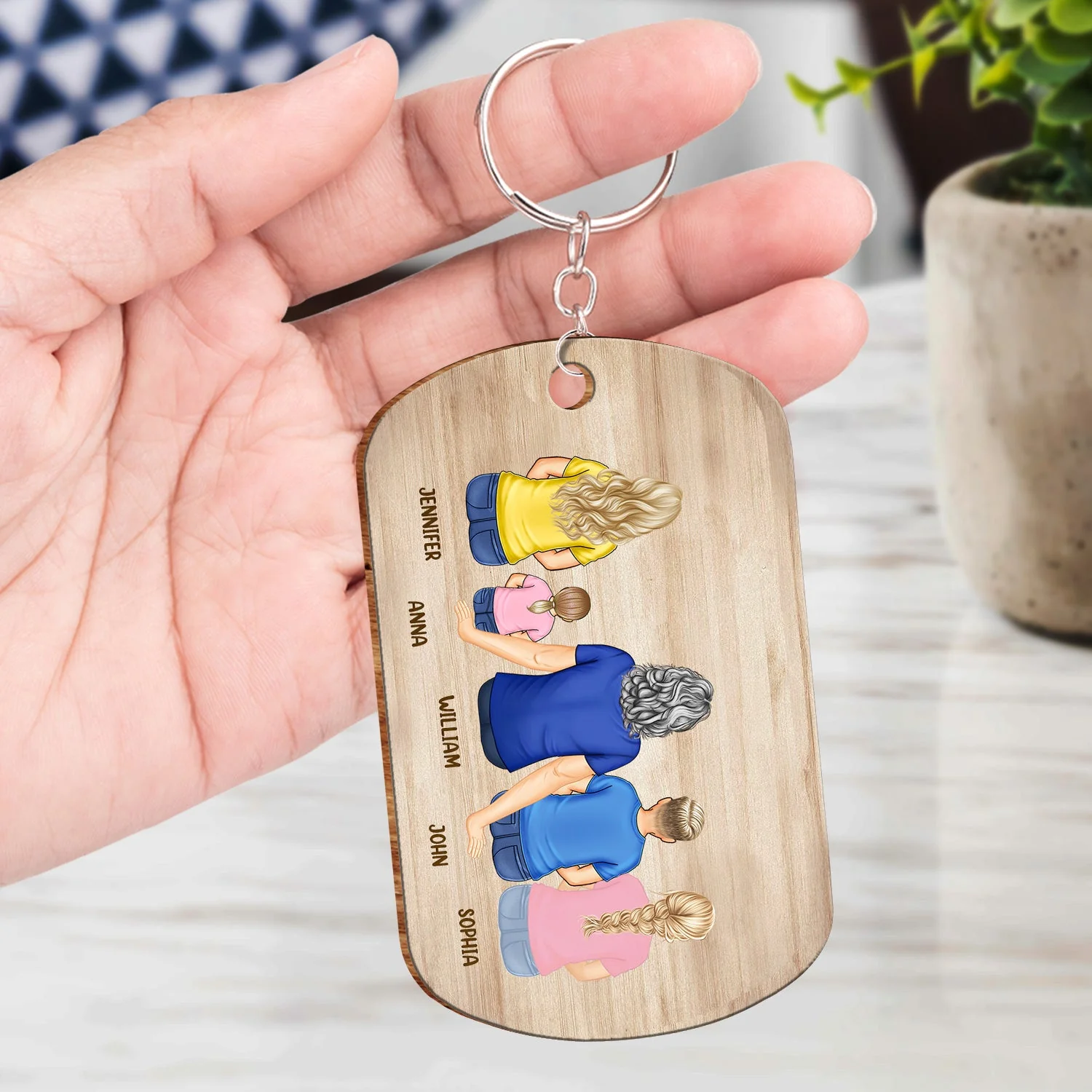Backside Best Dad Ever - Gift For Father - Personalized Wooden Keychain - Image 4