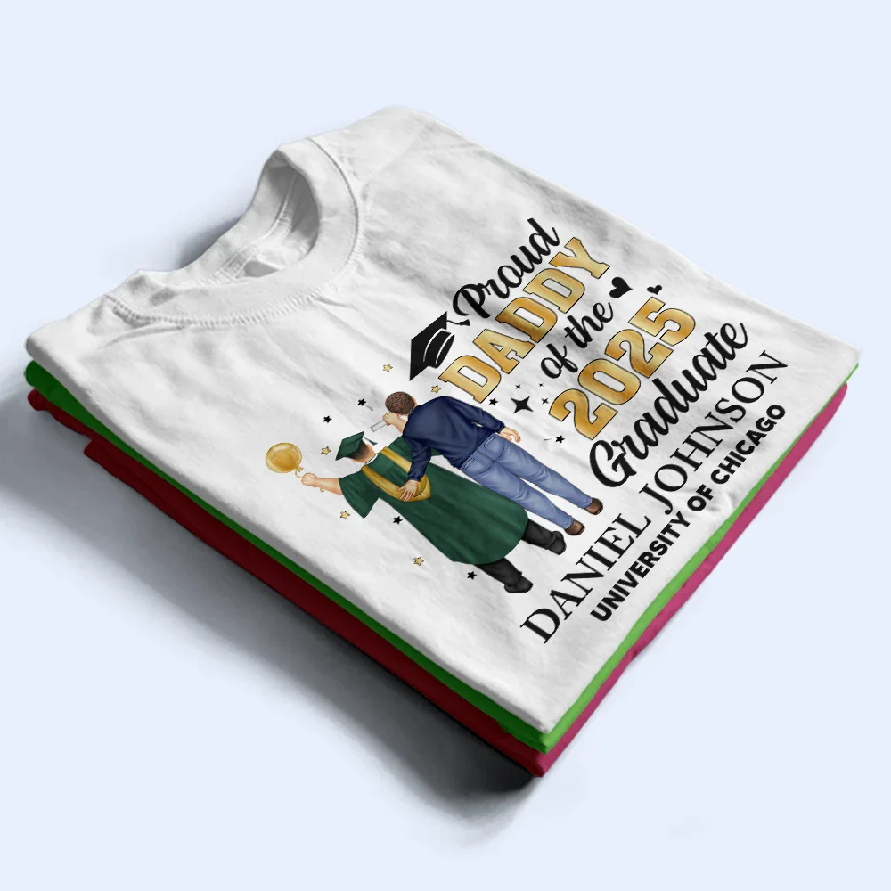 Backside Proud Dad Of A Graduation Child - Personalized T Shirt - Image 3
