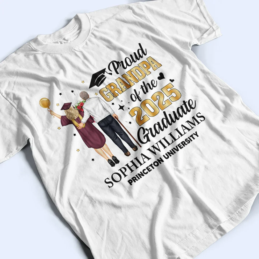Backside Proud Dad Of A Graduation Child - Personalized T Shirt - Image 4