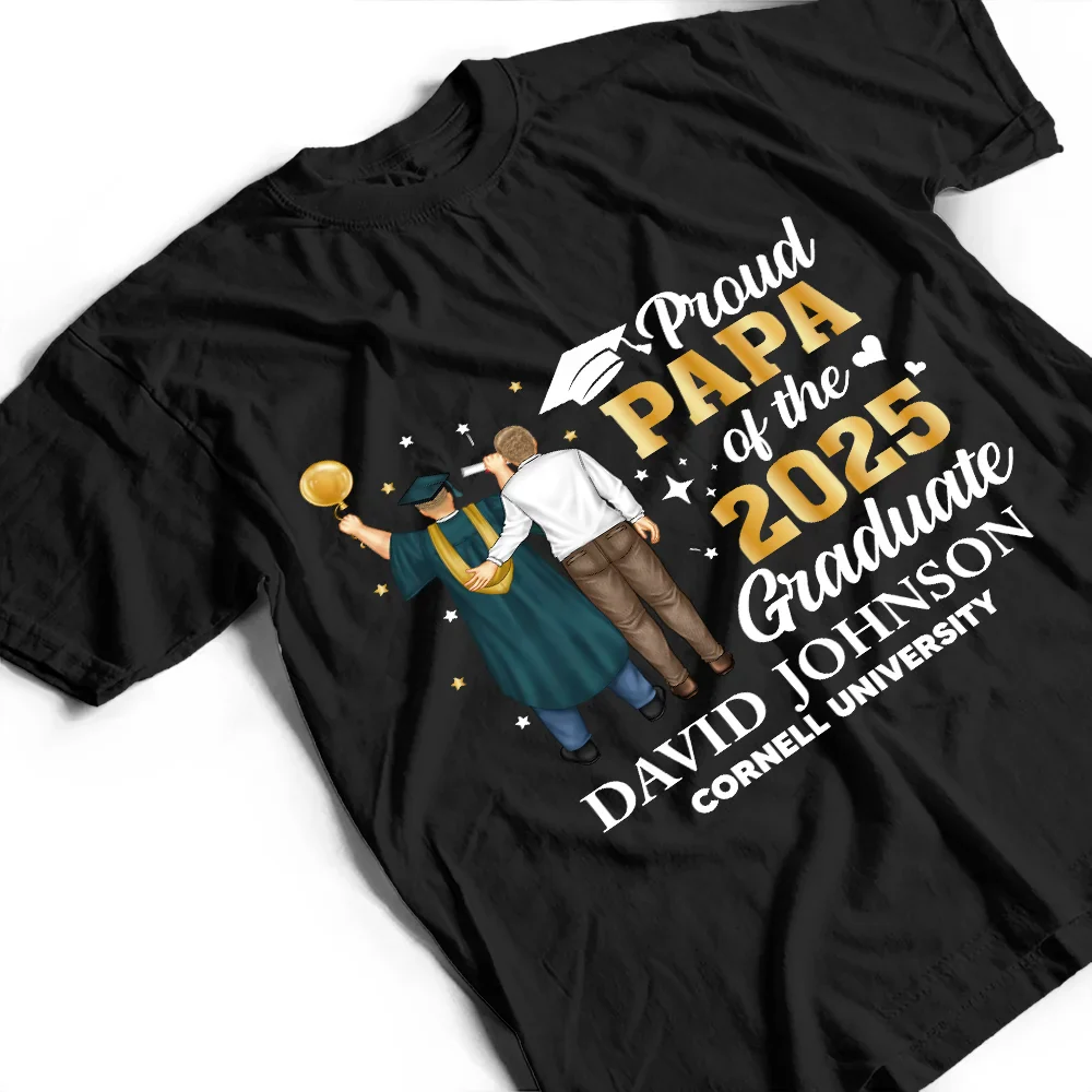 Backside Proud Dad Of A Graduation Child - Personalized T Shirt - Image 5