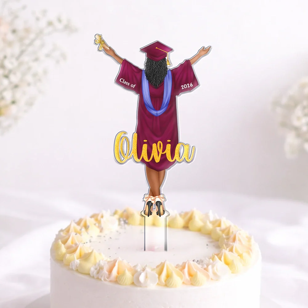 Backside Woman Man Graduation - Personalized Acrylic Cake Topper - Image 3