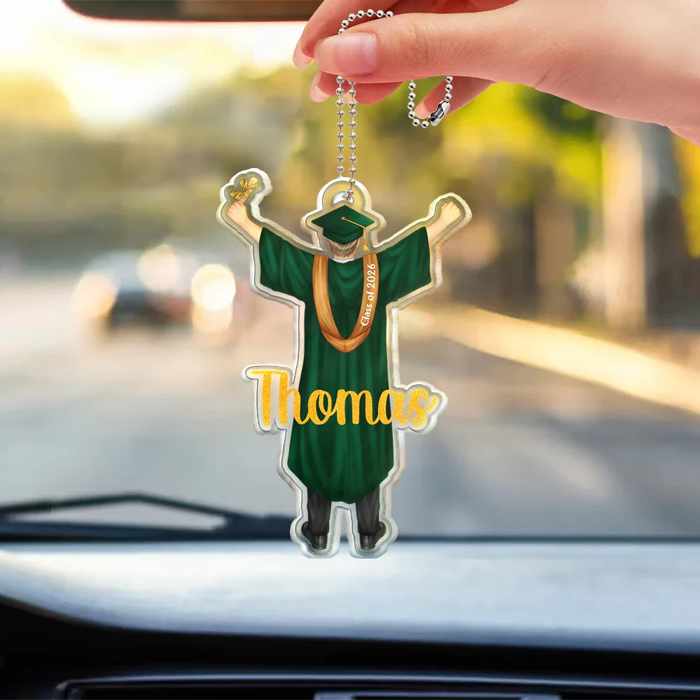 Backside Woman Man Graduation - Personalized Acrylic Car Hanger - Image 3