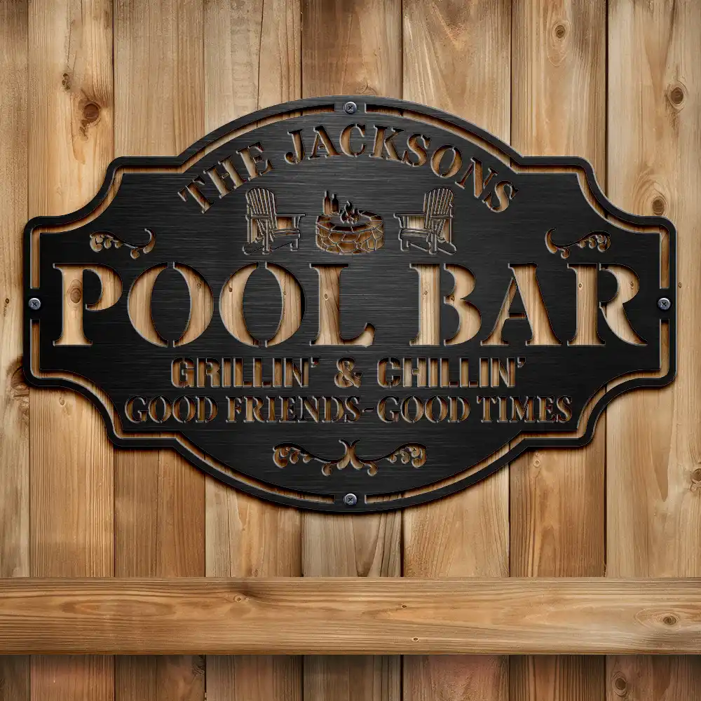 Backyard Bar And Grill Good Friends Good Times - Personalized Cutout Metal Sign - Image 2