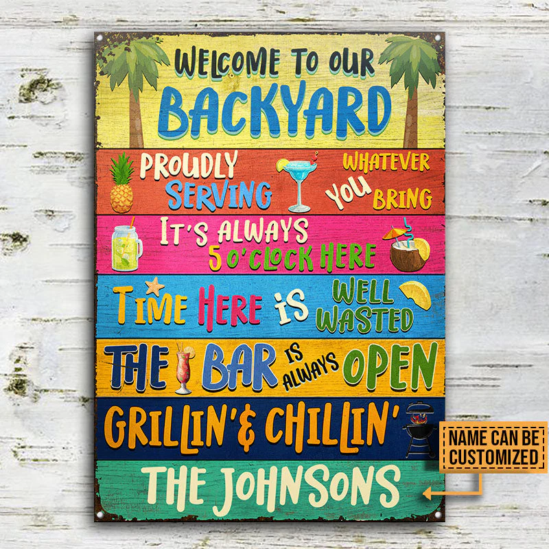 Backyard Bar Grilling Welcome To Custom Classic Metal Signs - Image 3