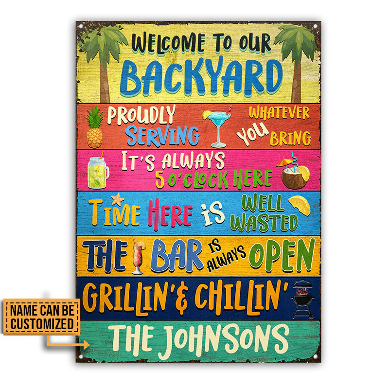 Backyard Bar Grilling Welcome To Custom Classic Metal Signs - Image 4