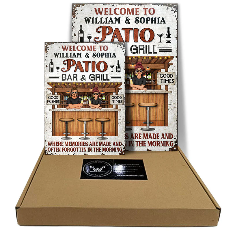 Backyard Bar Where Memories Are Made - Gift For Couples - Personalized Custom Classic Metal Signs - Image 3
