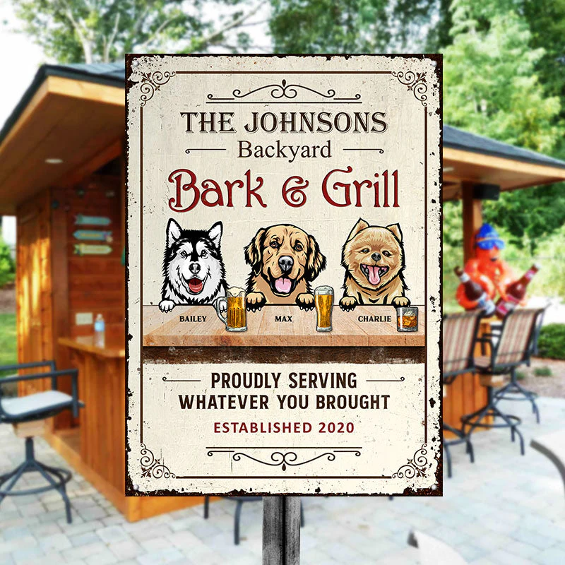 Backyard Bark & Grill - Dog Lover Gift - Personalized Custom Classic Metal Signs - Image 3