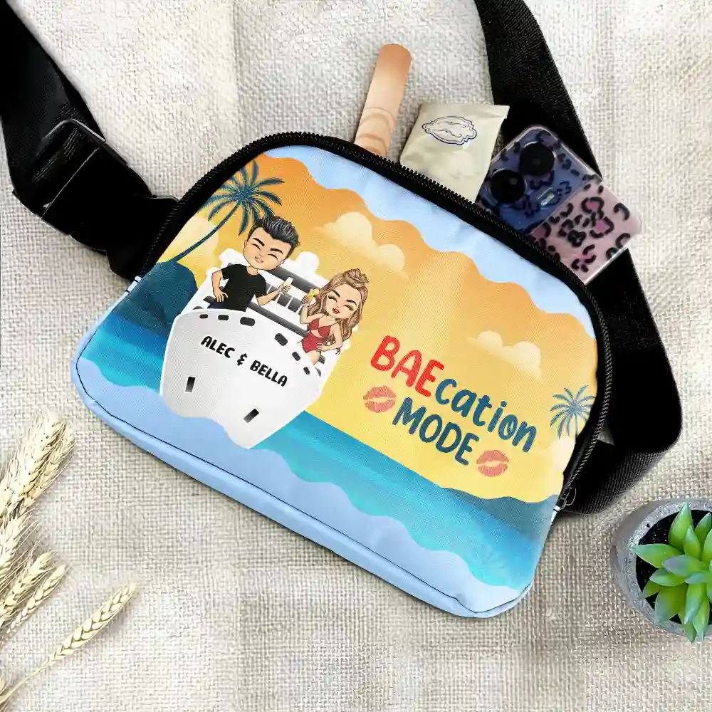 Baecation Mode Couples - Personalized Crossbody Belt Bag - Image 2