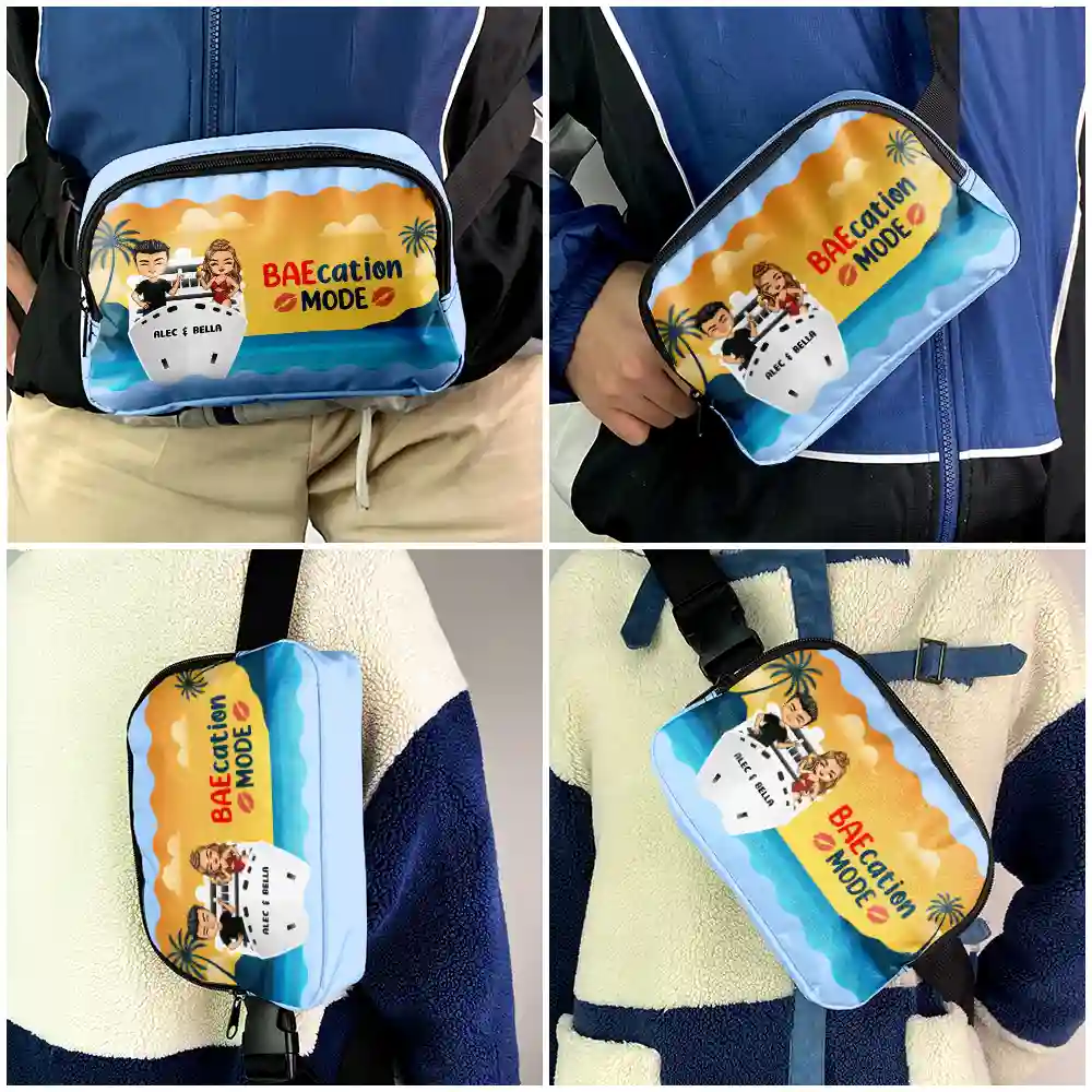 Baecation Mode Couples - Personalized Crossbody Belt Bag - Image 5