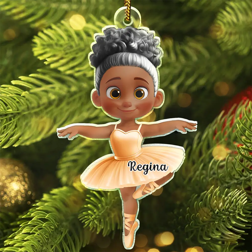 Ballerina Cute Girl 3D Effect - Personalized Custom Shaped Acrylic Ornament - Image 2