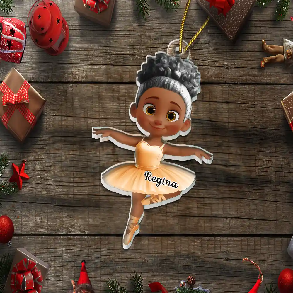 Ballerina Cute Girl 3D Effect - Personalized Custom Shaped Acrylic Ornament - Image 6