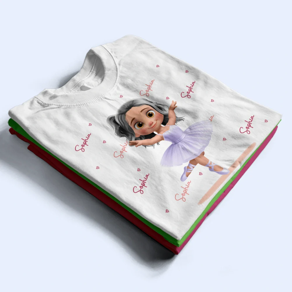 Ballerina Cute Girl 3D Effect - Personalized T Shirt - Image 2