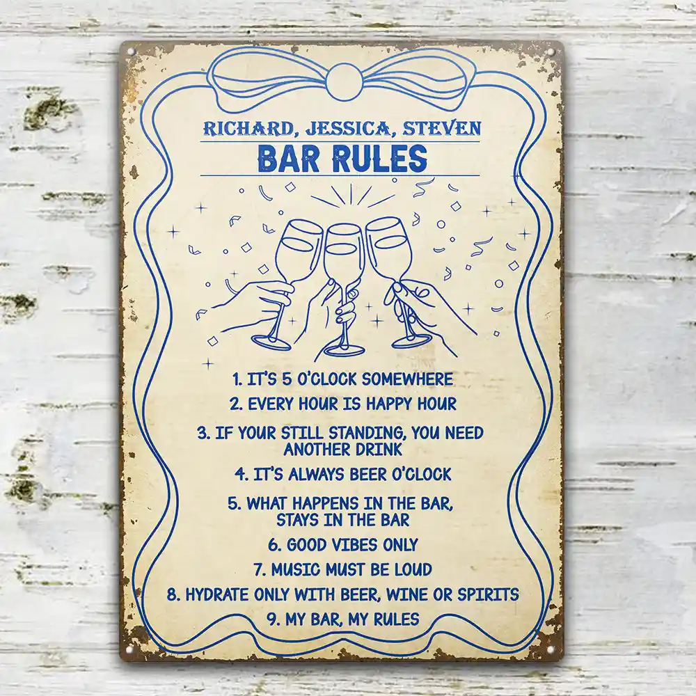 Bar Rules Funny - Personalized Classic Metal Signs - Image 2