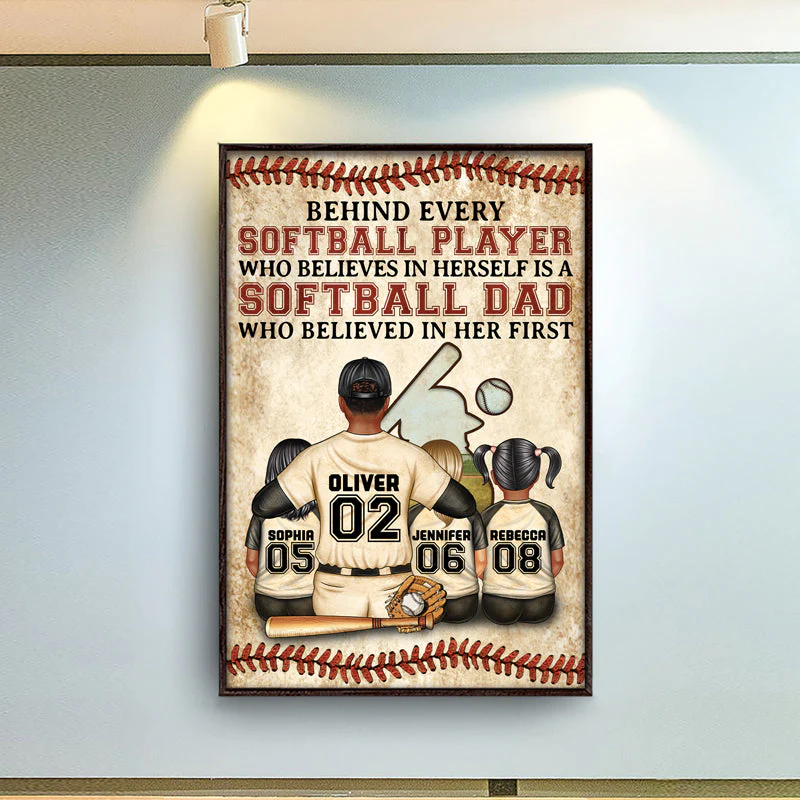 Baseball Dad Behind Every Baseball Player - Father Gift - Personalized Custom Poster - Image 2