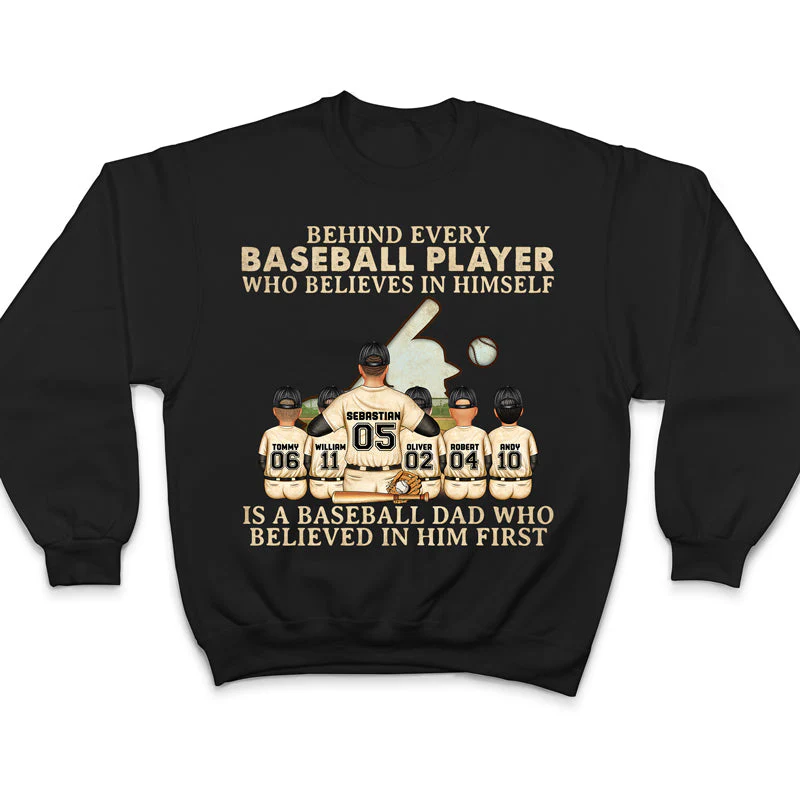 Baseball Dad Behind Every Baseball Player - Father Gift - Personalized Custom T Shirt - Image 5
