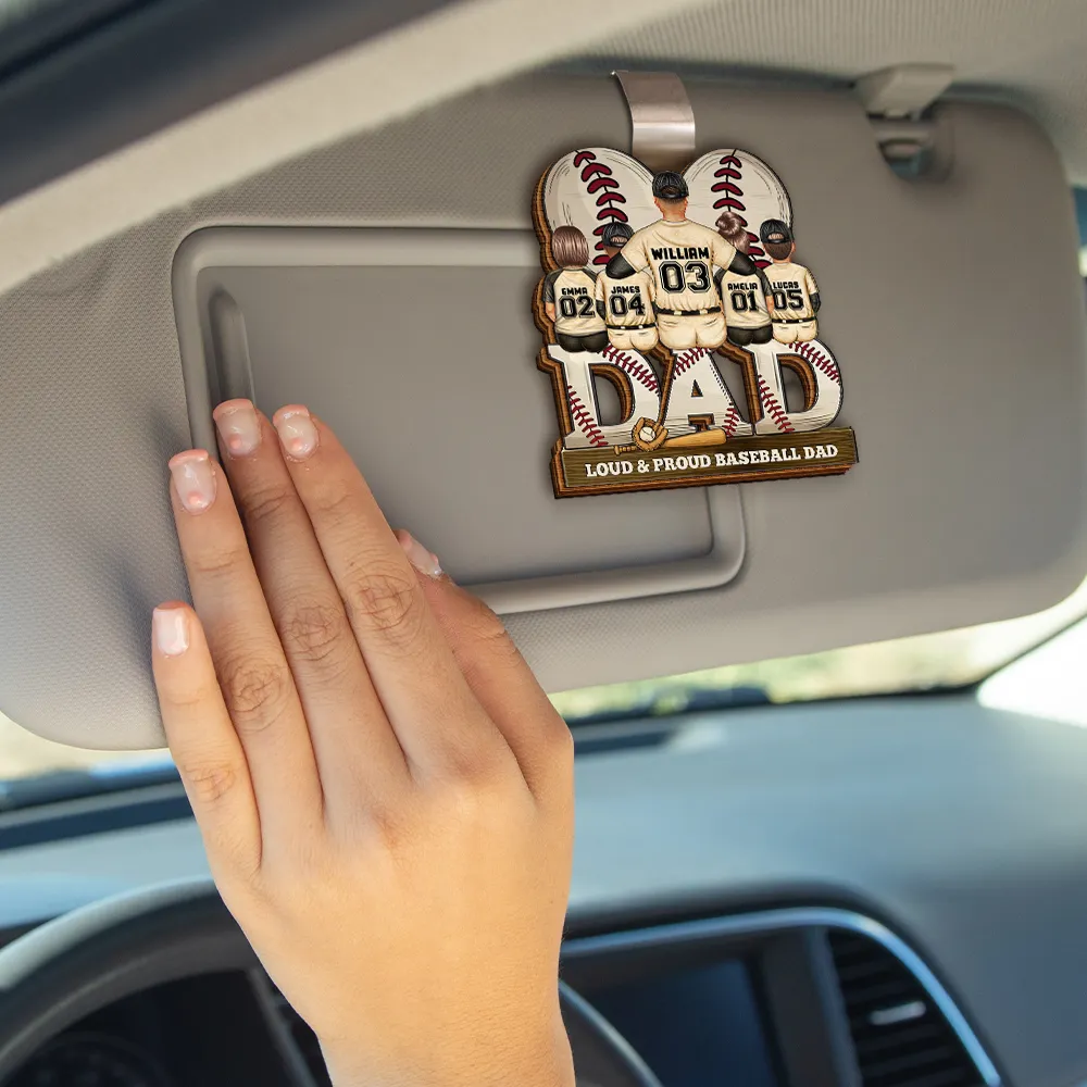 Baseball Dad Behind Every Baseball Player - Personalized Custom Shaped Car Visor Clip - Image 4