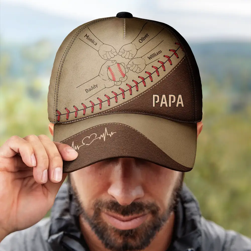 Baseball Dad & Children - Personalized Classic Cap - Image 4