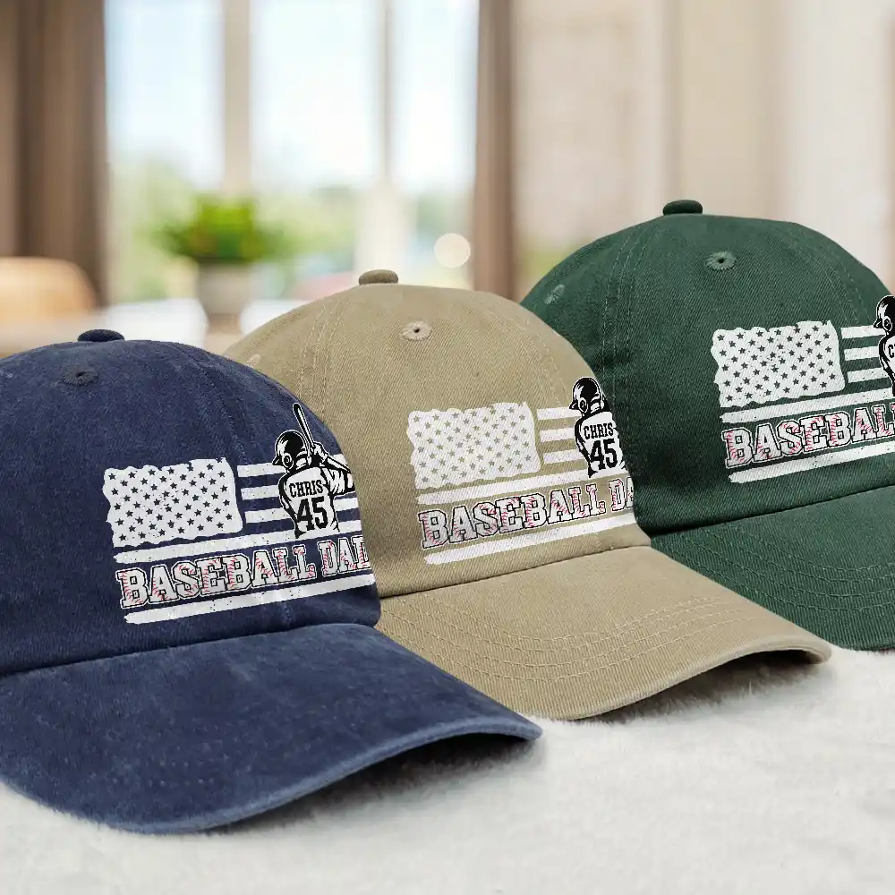 Baseball Dad - Personalized Vintage Washed Denim Cap - Image 3