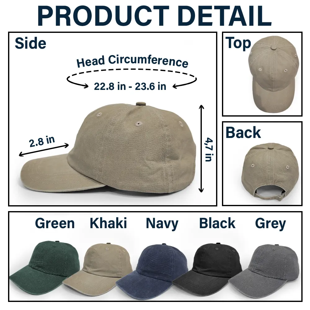 Baseball Dad - Personalized Vintage Washed Denim Cap - Image 6