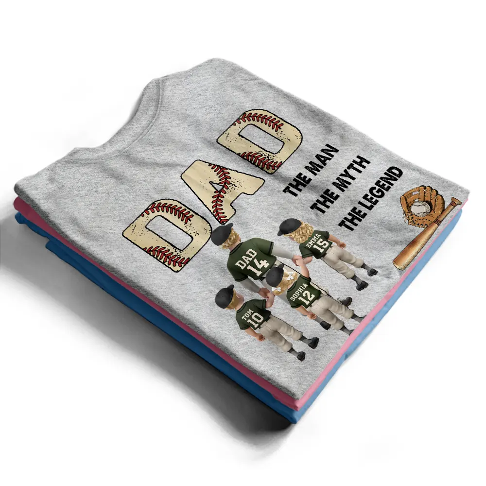 Baseball Dad The Man The Myth The Legend - Personalized T Shirt - Image 3