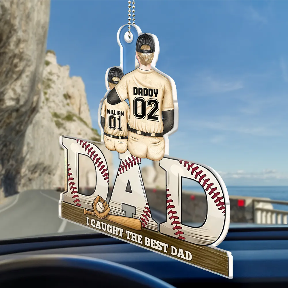 Baseball Dad We Hit A Homerun Scoring As Our Dad - Personalized Acrylic Car Hanger - Image 2
