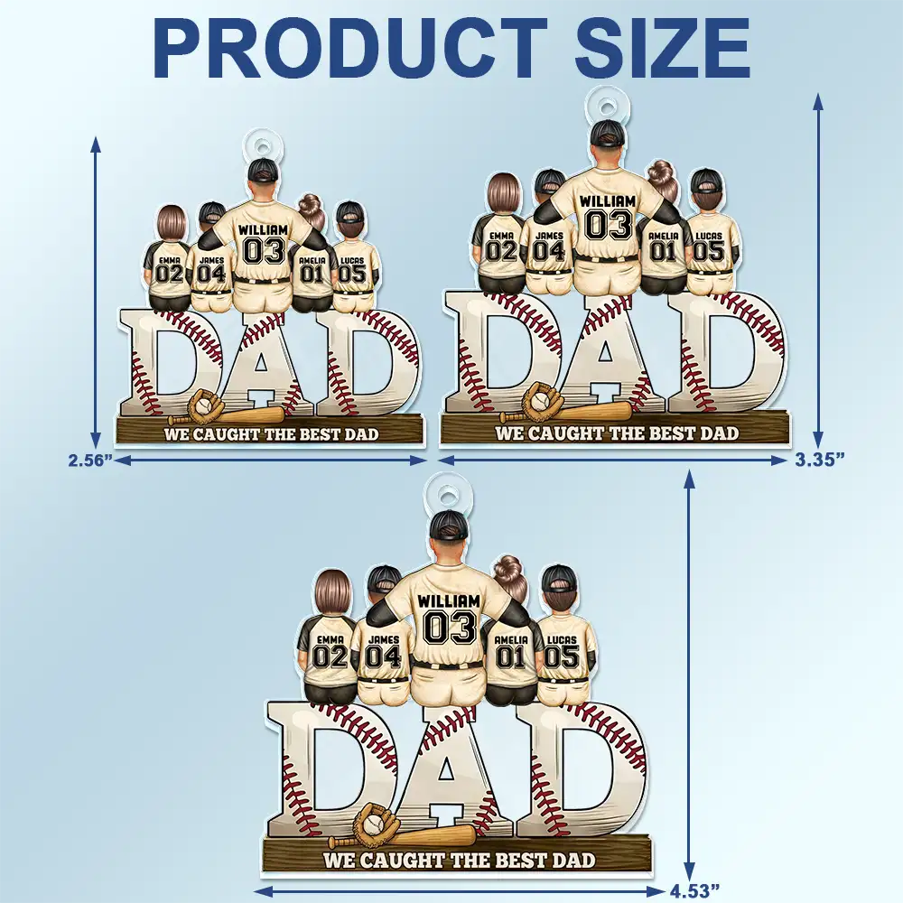 Baseball Dad We Hit A Homerun Scoring As Our Dad - Personalized Acrylic Car Hanger - Image 4