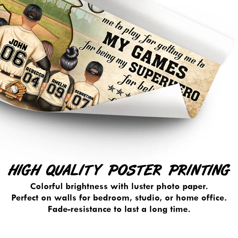 Baseball Dear Dad Thank You For Teaching Me - Father Gift - Personalized Custom Poster - Image 3