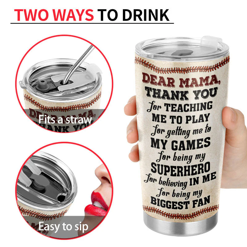 Baseball Dear Mom Thank You For Teaching Me - Gift For Mother - Personalized Custom Tumbler - Image 4