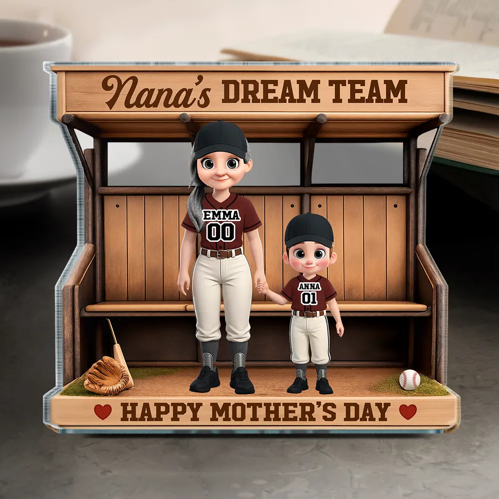 Baseball Dugout We Caught The Best Mom - Personalized Custom Shaped Acrylic Plaque - Image 4
