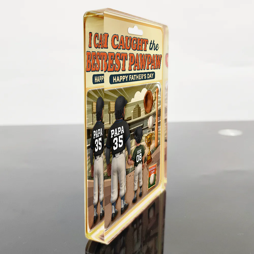 Baseball I Caught The Best Dad Doll Box Effect Figure Style - Personalized Custom Shaped Acrylic Plaque - Image 3