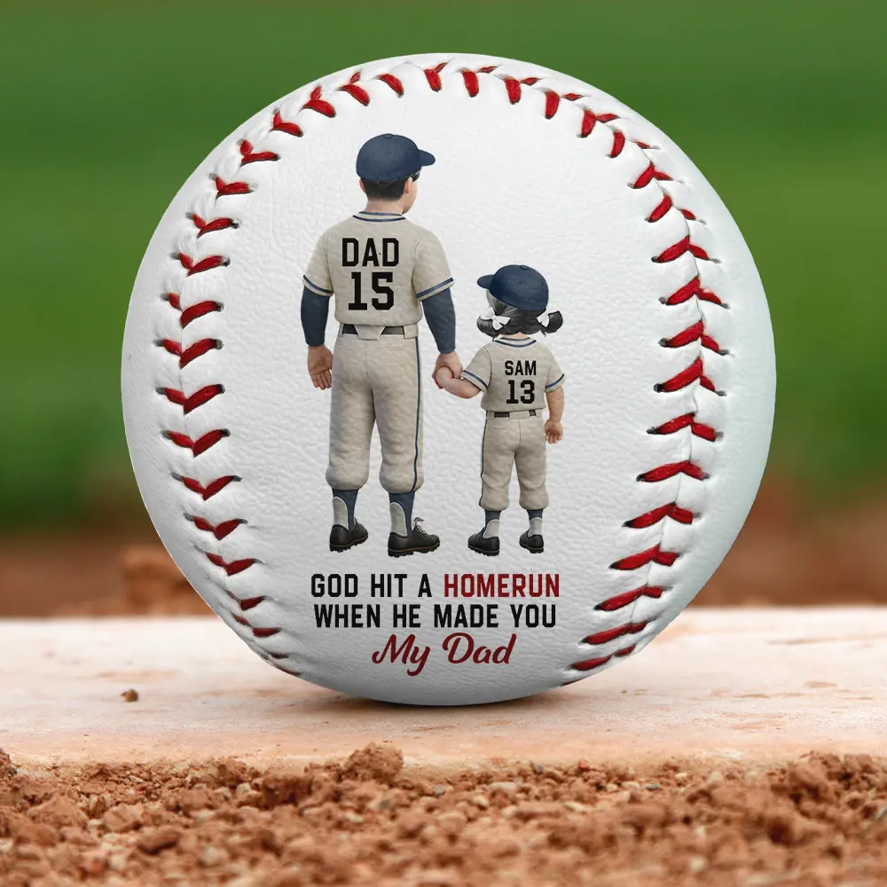 Baseball I Caught The Best Dad - Personalized Baseball, Softball - Image 3