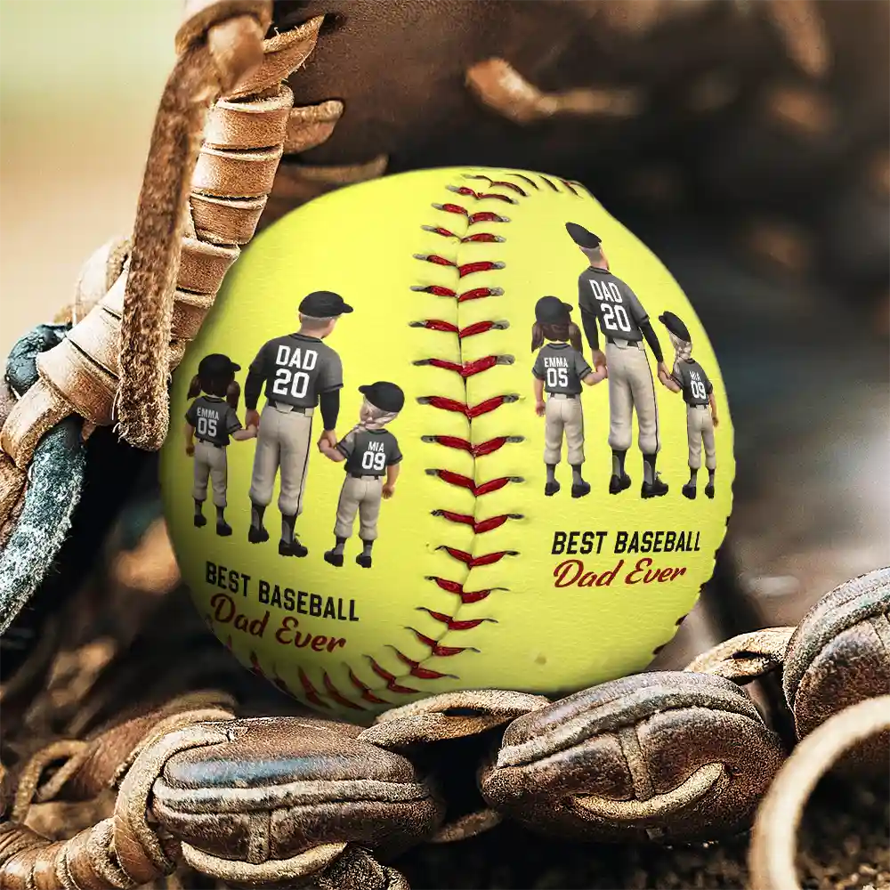 Baseball I Caught The Best Dad - Personalized Baseball, Softball - Image 4